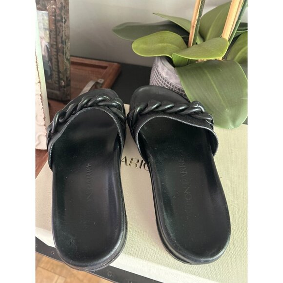 Marion Parke Christine Chain Slide Sandal Black Womens Size 37 7 - Picture 9 of 12